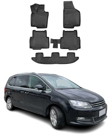 OMAC Fußmatten für VW Sharan 2010-2015 TPE 5X Schwarz | Gummimatten, Automatten, Allwetter, fahrzeugspezifisches Produkt, Antirutsch, 3D-Passform, wasserdicht