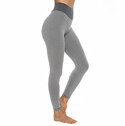 SUPBAO Hohe Taille Leggings Frauen Yoga Pants Butt-Lifting Hose Laufstrumpfhose Honeycomb Hose, grau, L