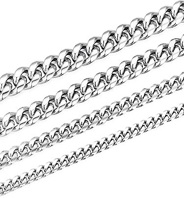 Jewow Edelstahl (6mm,46cm) massiv Panzerkette Halskette für Herren Breite 6/8/10/12mm, Länge 46-76cm Wählbar