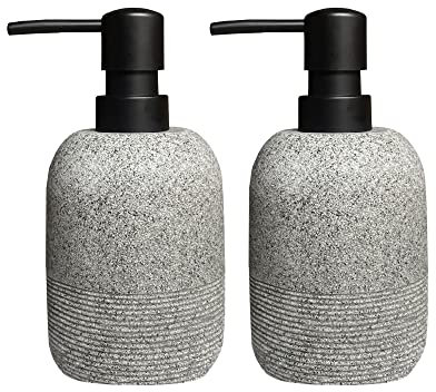 Grauer Seifenspender, Flüssigseifenspender-Set für Badezimmer, Arbeitsplatte, Lotion-Seifenspender für Küchenspüle, 2 Stück