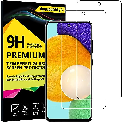 4youquality for Samsung Galaxy A53/A52s 5G & A52 4G/5G Screen Protector | 9H Hardness Tempered Glass, 2-Pack, Impact-Resistant, Anti-Scratch, Anti-Shatter, Shatterproof, Ultra Clear
