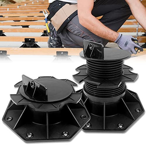 Froadp 60-140mm Soportes Ajustables para Suelos, Pies Autonivelantes de PP, Viga de Transporte para Cubiertas de Jardín o Losas de Balcón, Ajuste de Base para la Placa Madera (10)