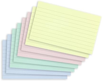Summit Flashcards, Bristol File, Lined, 7.5 x 12.5 cm, Pack of 400, Assorted Colours