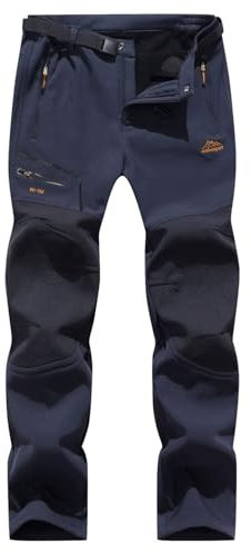 BenBoy Homme Pantalon Ski Imperméable Pantalon Randonnée Softshell Thermique Étanche Coupe-Vent Hiver Pantalon de Montagne Neige Escalade,KZ1672M-Blue-XS