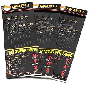 Korda Guru Super MWG 4 Bait Band Hair Rigs Barbless (Size 14 7lb)