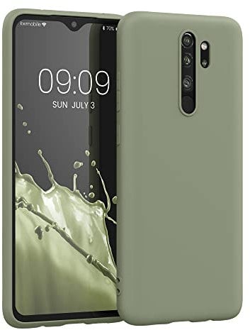 kwmobile Hülle kompatibel mit Xiaomi Redmi Note 8 Pro Hülle - weiches TPU Silikon Case - Cover geeignet für kabelloses Laden - Graugrün