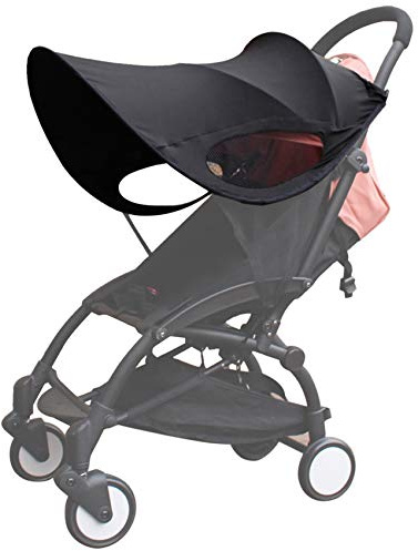 Hundnsney Verbesserte Version von Kinderwagen Sonnenblende Carriage Sonnenvordach Abdeckhaube fuer Kinderwagen Kinderwagen Zubehoer Autositz Kinderwagen Muetze Sonne Abdeckhaube schwarz