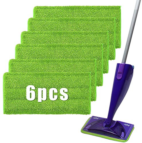 Lot de 6 serpillères en microfibre de 30,5 cm pour swiffer wetjet - Réutilisables et lavables - Housse plate à clipser (angle droit) - Section Velcro