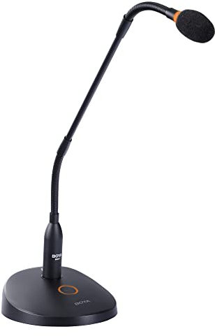BOYA Microfono a condensatore da tavolo, microfono a collo d'oca da 18 pollici con pulsante Mute e indicatore LED, microfono XLR per conferenze, riunioni, lezioni in live streaming