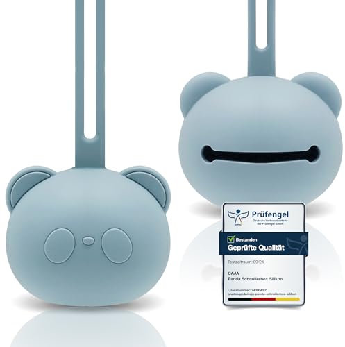 CAJA Schnullerbox Silikon | Schnulleraufbewahrung | Panda Design | BPA-frei | Sichere Aufbewahrung für Schnuller | Hochwertige Baby Zubehör für Kleinkinder & Babys(blue)