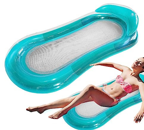 Tioheam Aufblasbare Wasserhängematte, Aufblasbare Pool-Float-Liege Mit Kopfstütze, Pool Float Wasser Bett Lounge Aufblasbares Hammock Loungesessel Wasserstuhl