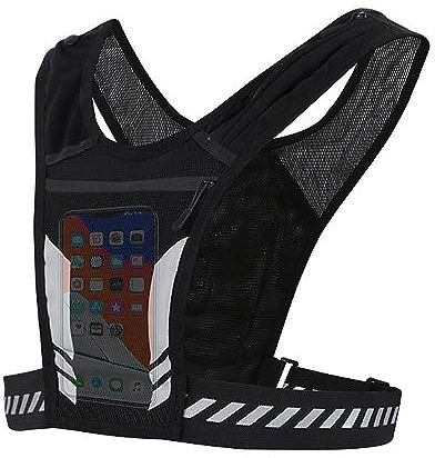 POFET Laufweste, Handyhalter-Weste mit Getränkehalter, Nachtlauf-Reflektorweste für Männer und Frauen