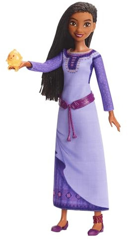 Disney Wish HVX69 Asha De Rosas Sängerin mit Star-Figur, Abnehmbarer Outfit, französisches Gesang, geflochtenes Haar, Spielzeug für Kinder, ab 3 Jahren, HVX69
