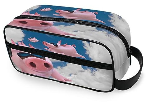 Tragbare Kulturtasche Lustige fliegende Schweine Himmel Reise Waschtasche Multifunktions Kosmetiktasche Make-up-Tasche Aufbewahrungstasche für Frauen Männer Jungen Mädchen, multi