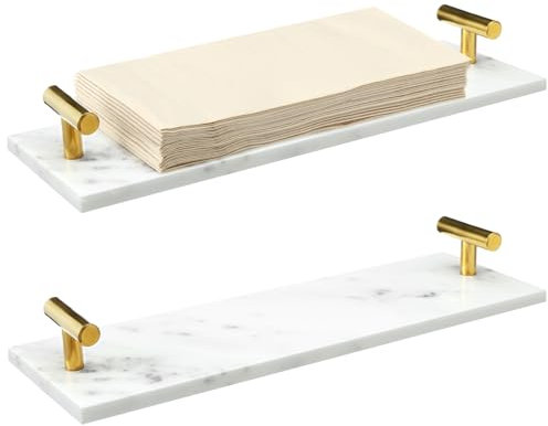 Tioncy 2 vassoi porta asciugamani per ospiti in marmo per porta tovaglioli da bagno vassoio in marmo bianco vassoio in marmo per carta da cucina porta asciugamani usa e getta per dessert, gioielli,