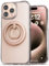 Encased 2-in-1-Schutzhülle, entworfen für iPhone 15 Pro, mit Ring-Telefonhalterung, magnetische Fingerschlaufe mit Ständer (Metall-Ständergriff), transparent/Gold, kompatibel mit MagSafe (15-Pro 6,1