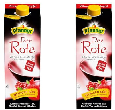 Pfanner Der Rote Zitrone-Granatapfel zuckerreduziert – Direkt aufgebrühter Früchtetee mit Granatapfelsaft und Zitronensaft verfeinert (1 x 2 l) (Packung mit 2)