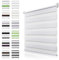Doppelrollo Klemmfix ohne Bohren Weiß B80 x H180cm(Stoffbreite 75cm) Rollos für Fenster ohne Bohren & mit Bohren Duo Rollo Klemmrollo Zebrarollo Rollo Höhe Stufenlos Verstellbar & Kindersicherung