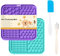Licky Mats for Dogs Pack of 2 Licky Mats for Dogs with Strong Suction Cup - Slow Pet Feeder for Food, Peanut Butter Includes Spatula & Brush - Perfect for Grooming & Training (Light Blue/Purple)