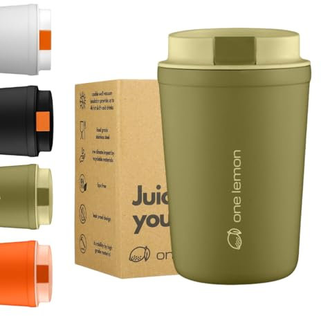 one lemon® Coffee Mug 350ml Thermobecher to go | Edelstahl Thermo Kaffeebecher, BPA-Frei, Spülmaschinenfest | Isolierbecher hochwertig (Matcha Green)