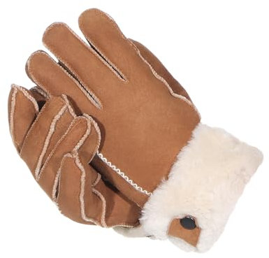 Harrys-Collection Damen Handschuh aus echtem Lammfell, Farben:hellbraun, Handschuhgröße:M