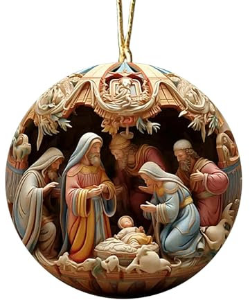 Tanxier weihnachtskrippe für Weihnachtsbaum,Christmas Nativity Scene Ornaments,Jesus Krippen Ornament Weihnachten Jesus Anhänger Krippe,Weihnachtsbaum Dekorationen Anhänger