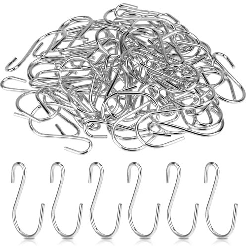 60 ganci piccoli a S in acciaio inox S da appendere 2,6 cm, a forma di S, colore argento, mini gancio in metallo per fai da te, portachiavi da appendere, gioielli, targhetta con nome