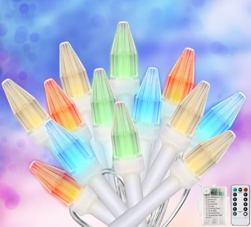 2PACK Lichterkette Innen Außen Batterie 6M 60LED Mini Glühbirne Lichterkette Weihnachten,Timer Fernbedienung Wasserdichte Lichterkette Weihnachtsbaum(RGB)