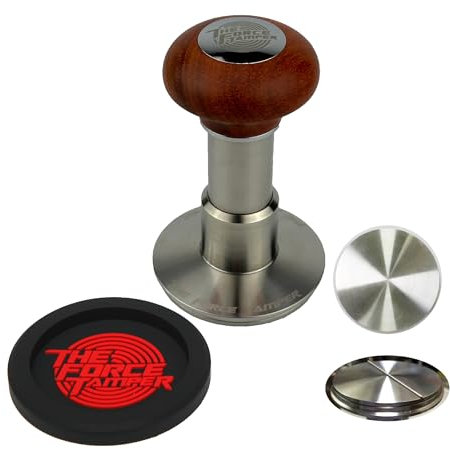 KuGuo The Force Tamper, automatischer Schlag, einstellbarer konstanter Druck und automatische Nivellierung, Kaffee-Tamper, rötlich-braune Qualle, Holzgriff-Set Pro (Flat-Distribute-Set, 54.00mm)
