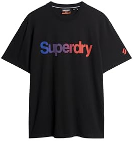Superdry Herren Locker geschnittenes Core T-Shirt mit Logo Schwarz Verblasst S