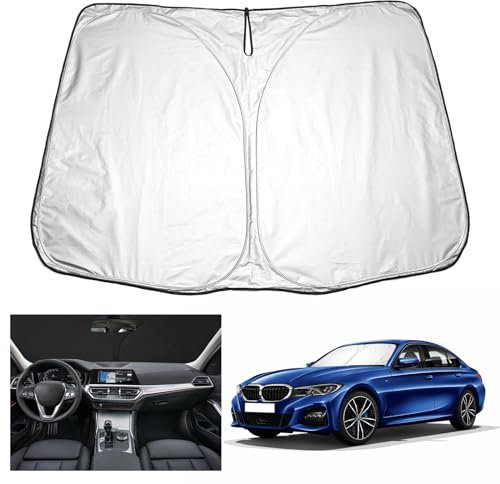 YEE PIN Parasol para coche compatible con BMW Serie 3 3 G20 G21 G28 / 4er G22 G23 G26 / i3 G28 / i4 G26, parasol plegable para el parabrisas del coche, protección contra el polvo UV