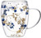Taza de decorativa con pétalos de flores, taza de té de flores secas, vasos transparentes con flores secas, tazas de café con platillo de asa, juego de 2 tazas de jugo de leche en forma de
