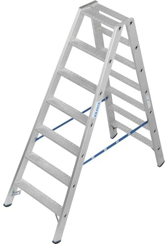 KRAUSE | Alu-Stufenstehleiter | mit R13-Rutschhemmung | beidseitig begehbar | 2x7 Stufen