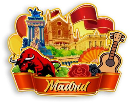 Quwsne Kühlschrankmagnet Madrid Spanien Kühlschrankmagnet Stadt Reise Souvenirs Touristengeschenke 3D klassische Sehenswürdigkeiten handgefertigt Handwerk Heimdekoration -1376