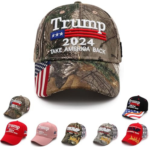 Trump 2024 Mütze MAGA Mütze bestickt Take America Back Donald Trump Slogan USA verstellbare Baseballkappe für Damen und Herren, Trump Hut-Tab-Camo, Einheitsgröße