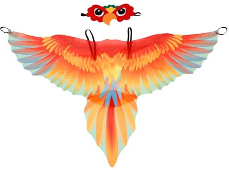 VALICLUD 1 Juego De Disfraces De Alas De Pájaro Para Niños Disfraces De Búho Alas De Pájaro Capa De Disfraz De Loro Volador Disfraz De Loro Volador Con Máscara De Pájaro Para Niños Y Niñas