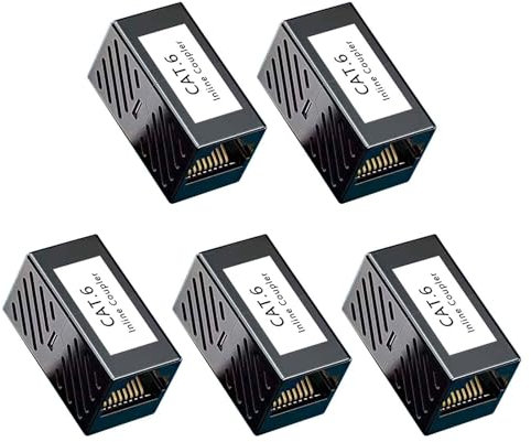 Rj45 Coupler Cat6 Ethernet Connector 5 Pack Network Patch Powerline Cable Coupler Lan Female to Female Joiner Cat5e Cat 6 Pass Through Connectors Black