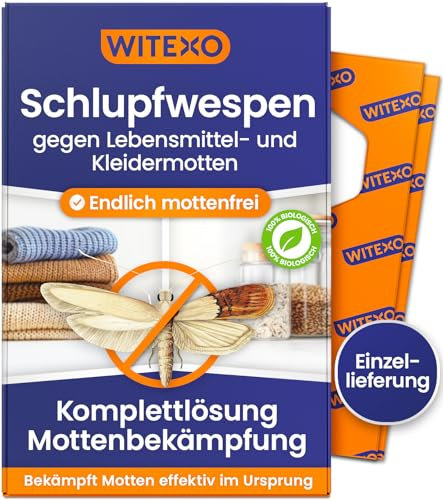 Witexo® Schlupfwespen gegen Lebensmittelmotten und Kleidermotten | Motten bekämpfen (2 Karten à 1 Lieferung, Ergänzende Einzellieferung)