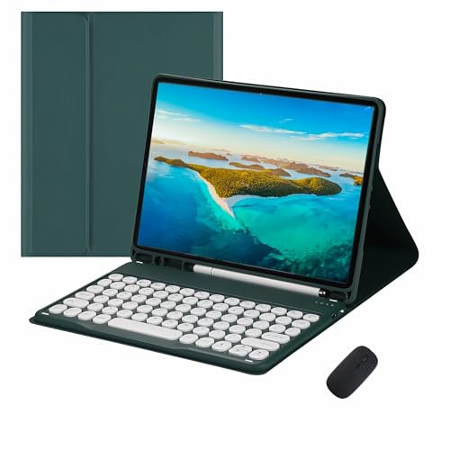 XFTeoux Keyboard Case with Mouse for Ipad Pro,Candy Detachable Magnetic Keyboard Protective Cover with Pencil Holder,Dark Green,10Th 10.9 2022