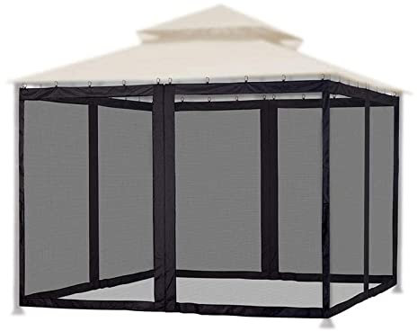 Zanzariera di ricambio per gazebo con cerniera, rete osquito per ombrelli, 4 pannelli per pareti, tenda per la privacy per patio, giardino e cortile (300 x 300 x 220 cm)