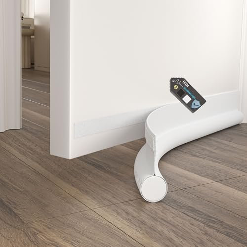 Türdichtungsstreifen 92,9 cm - Selbstklebend Zugluftstopper für türen, Einstellbar Türdichtung für die Unterseite, Schnellmontage, Innen & Außen, Blockiert Kälte & Lärm, Weiß