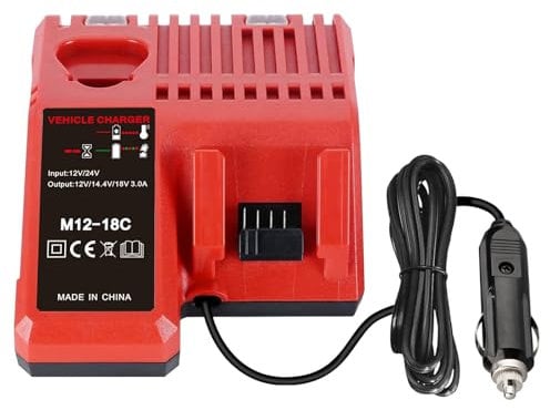for Milwaukee M12/12V-for 18V M18 Vehicle Car Charger 48-59-1810,for Battery 48-11-2401, 48-11-2402, C12 B, C12 BX, M12, M14,M18B, M18B4, M18BX Charger, Cigarette Lighter Plug