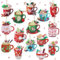 Diamond Painting Weihnachten Anhänger Tasse Set, 15 Stück Diamond Painting Schlüsselanhänger Beidseitig Tasse, DIY 5D Diamant Painting Anhänger Geschenkanhänger Weihnachtsbaumanhänger (Typ F Tasse)