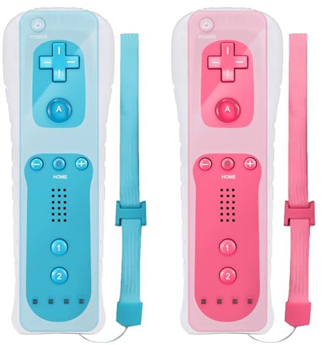 2x Telecomando Wii, controller Wii controller di gioco connessione sensore di movimento remoto wireless controller gamepad sostitutivo per console Wii e Wii, con custodia e cinturino da polso