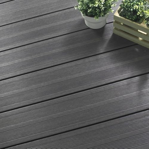 DECKLINEA Kit Terrasse Composite Atlanta 50m² - 152 Lames de Terrasse (220 x 14.5 x 2.25 cm) - Platinium - Garantie 15 Ans - Fixation par Clips