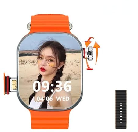 XINDADA New CDS9 Ultra Android Smart Watch New S9 Ultra 4G Network SIM Card Amoled GPS WiFi Gooogle Play Store Health Monitoring Men Women (4+64gb,+ Black Ocean)