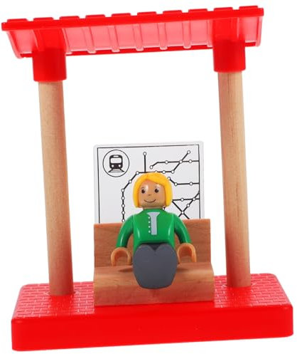 ibasenice Holzeisenbahn Bahnhof Plattform Zug Warten Spielzeug Holz Schienen Zubehör Modellbau Für Junge Mädchen DIY Simulation Bahnsteig Spielbahnsteigspielzeug