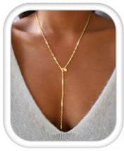 LOLIAS Kette Gold Damen Ketten Lange Y Halskette Statement Schmuck Chain