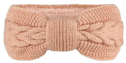 JK Home Winter Knitted Twist Knot Headband - Women Ear Warmer Chunky Crochet Braided Hair Band Wraps Turban Sports Yoga Hairband Fleece Lined Elastic Wide Headbands Ear Muffs for Women Girl Pink