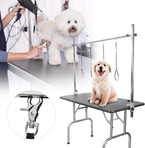 Phefop Arm Für Trimmtisch Schlaufe Für Trimmtisch Höhenverstellbar Edelstahl Für Hunde, Katzen, Haustiere Trimmtischteile Tisch Kann Fixiert Werden (1,1 m Tischhalterung)